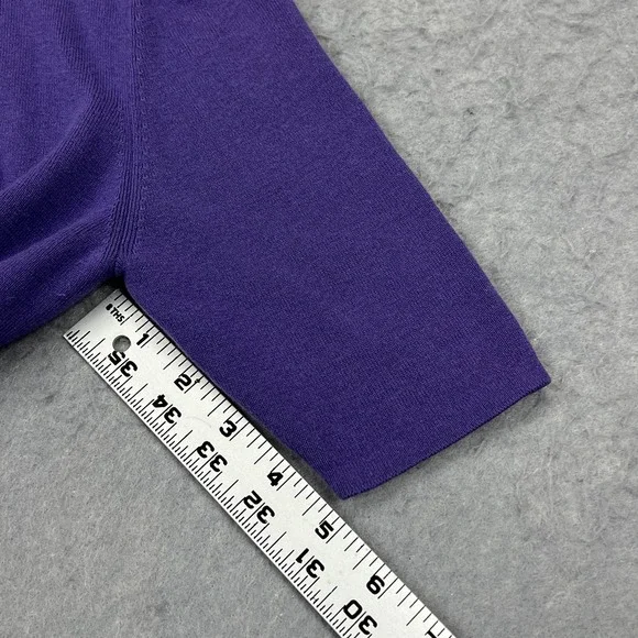 Akris Punto Cardigan Women's 10 Purple Cashmere Silk Button Short Sleeve Sweater - Picture 6 of 11